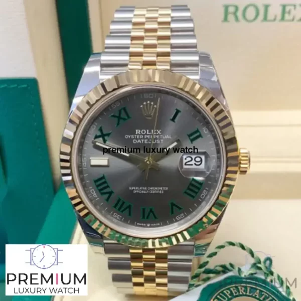 4 rolex datejust 41mm slate roman dial fluted bezel yellow gold jubilee mens watch 126333 high qualitywith