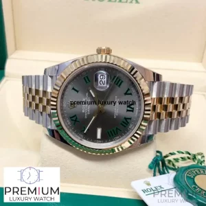 6 rolex datejust 41mm slate roman dial fluted bezel yellow gold jubilee mens watch 126333 high qualitywith box