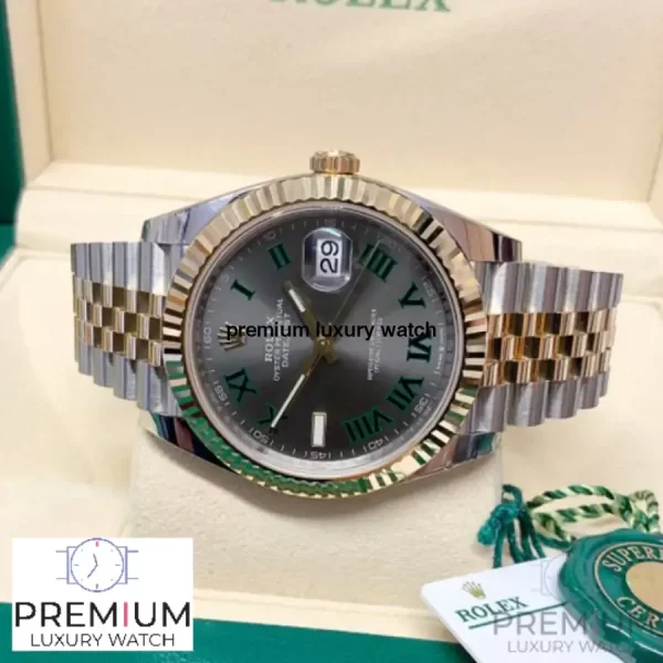 6 rolex datejust 41mm slate roman dial fluted bezel yellow gold jubilee mens watch 126333 high qualitywith