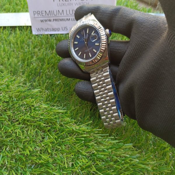7 rolex datejust 41mm blue dial fluted bezel white gold jubilee mens watch