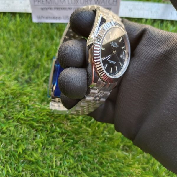1 rolex datejust 41mm black dial fluted bezel white gold jubilee mens watch