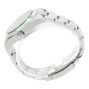 2 rolex milgauss green crystal stainless steel black dial smooth bezel oyster bracelet 116400gv