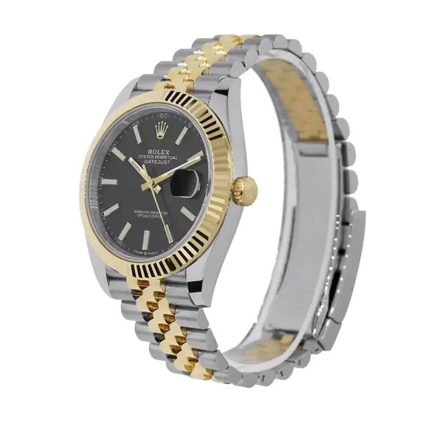 9 rolex datejust 41mm black dial fluted bezel yellow gold jubilee mens watch 126333