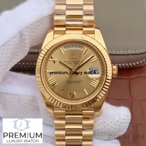 1-Rolex Daydate 40 Champagne Roman Dial Yellow Gold President Automatic Mens Wrist Watch 228238
