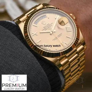 2-Rolex Daydate 40 Champagne Roman Dial Yellow Gold President Automatic Mens Wrist Watch 228238