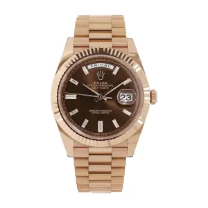 rolex daydate 40mm chocolate dial rose gold president automatic mens watch 228235