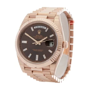 1 rolex daydate 40mm chocolate dial rose gold president automatic mens watch 228235