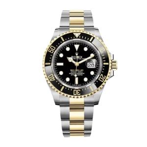 rolex submariner 41mm black dial stainless steel and yellow gold bracelet automatic mens watch
