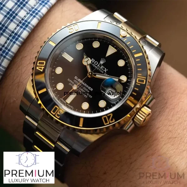 4 rolex submariner 41mm black dial stainless steel and yellow gold bracelet automatic mens watch
