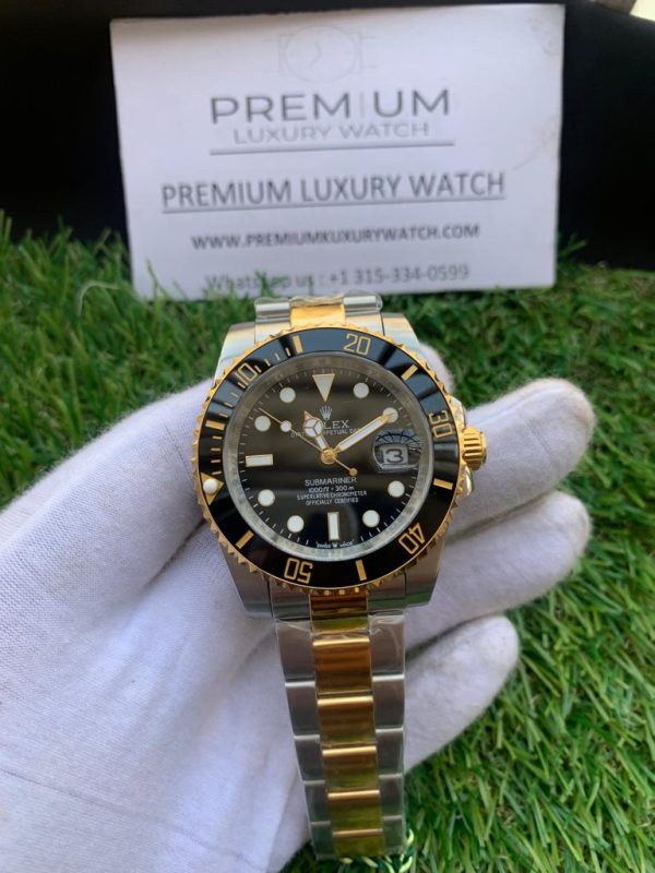 5 rolex submariner 41mm black dial stainless steel and yellow gold bracelet automatic mens watch