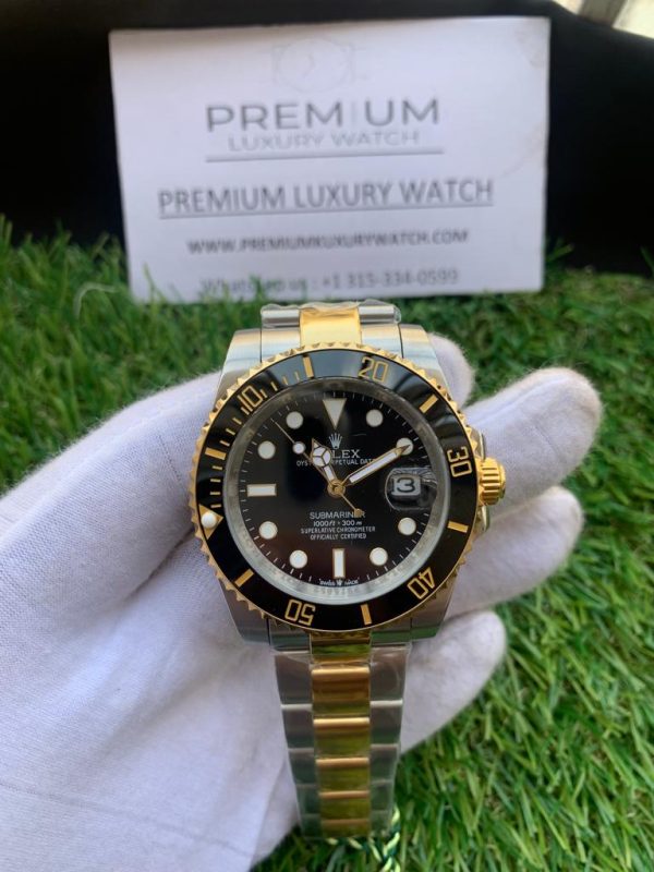 8 rolex submariner 41mm black dial stainless steel and yellow gold bracelet automatic mens watch