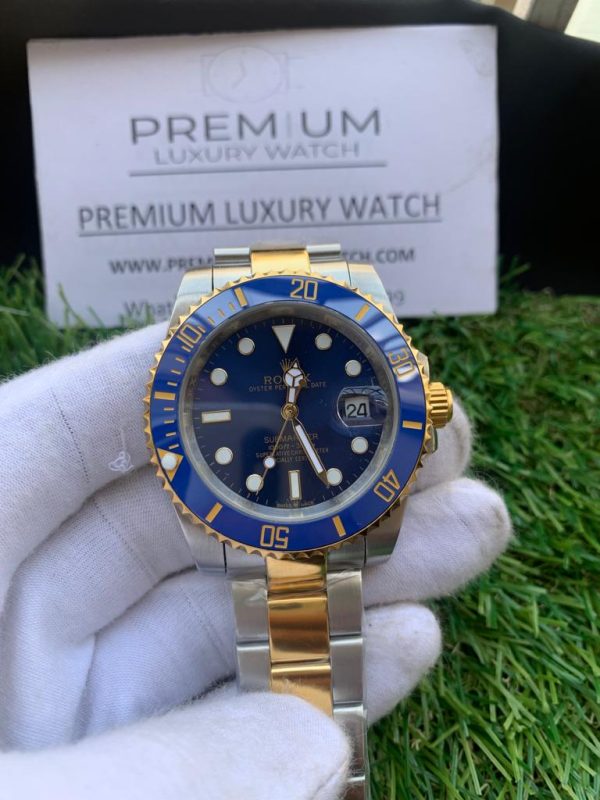 14 rolex submariner date yellow goldsteel blue 41mm dial ceramic bezel oyster bracelet 126613lb