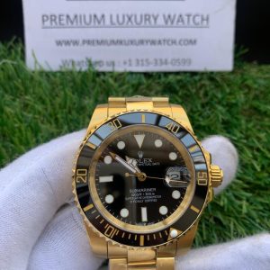 4 rolex submariner date yellow gold 40mm black dial ceramic bezel oyster bracelet 116618ln