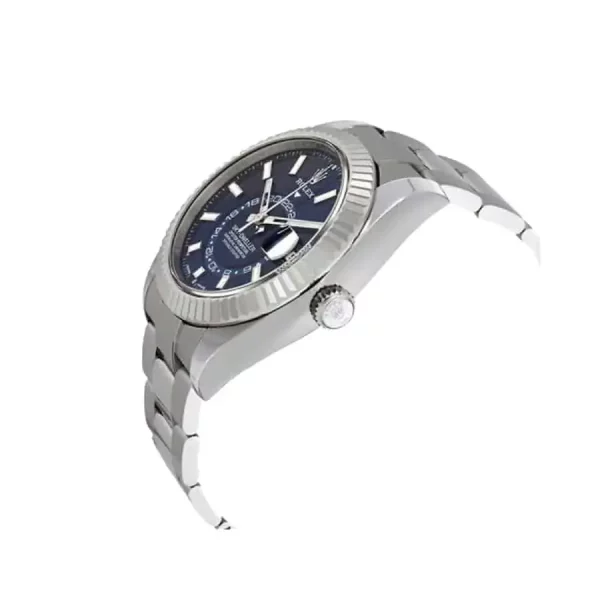 2 rolex skydweller stainless steel 42mm blue index dial fluted white gold bezel oyster bracelet 326934