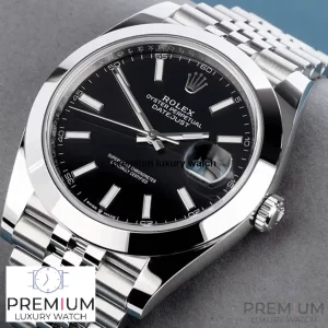 4 rolex datejust 41mm black dial smooth bezel steel mens wrist watch 126300