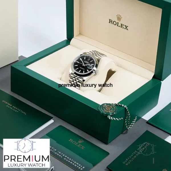 5 rolex datejust 41mm black dial smooth bezel steel mens wrist watch 126300