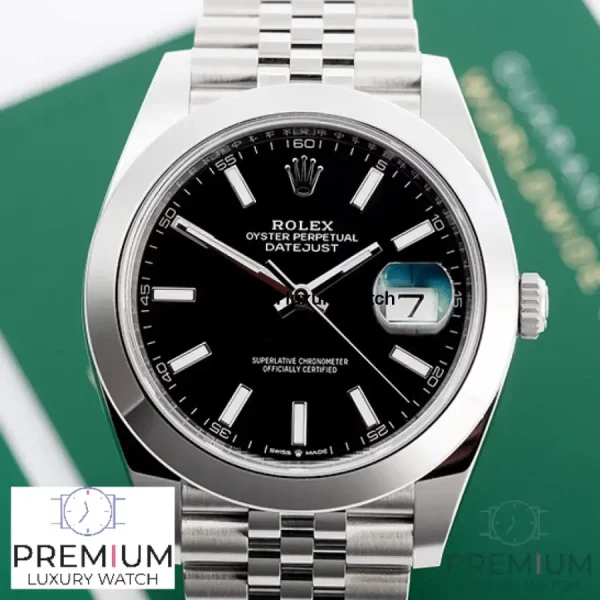 8 rolex datejust 41mm black dial smooth bezel steel mens wrist watch 126300