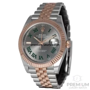 1 rolex dateprint two tone everose gold wimbledon dial jubilee bracelet wrist watch 126331