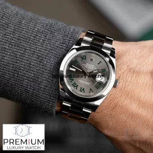 2 rolex datejust 41mm stainless steel slate roman dial smooth bezel oyster bracelet 126300 watch