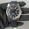 new rolex skydweller white gold bright black index dial fluted bezel oysterflex rubber strap 336239