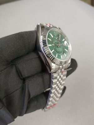 1 new rolex sky dweller green index dial 42mm jubilee white gold fluted 336934 watch