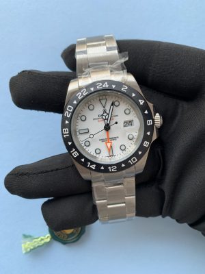 rolex explorer ii steve mcqueen gmt stainless steel white dial 42mm oyster bracelet