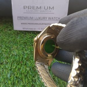 1 rolex day date 41mm president yellow gold fluted bezel shadow green diamond dial mens watch