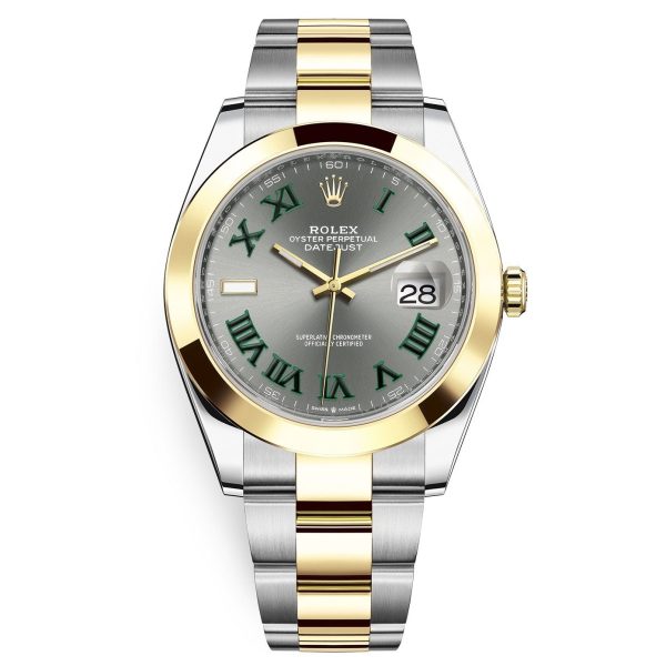 rolex datejust 126303 wimbledon dial twotone 41mm fixed oyster bracelet wrist watch