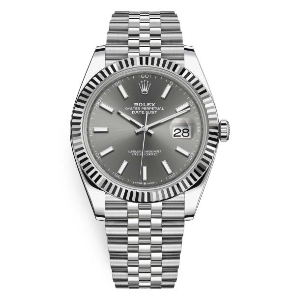 rolex datejust 126334 dark rhodium index oyster 41mm stainless steel mens wrist watch