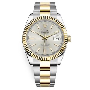 rolex datejust 126333 silver index oyster 41mm steel and yellow gold mens wrist watch