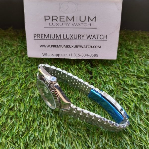 7 rolex datejust olive green palm motif diamond dial 41mm jubilee stainless steel wrist mens watch