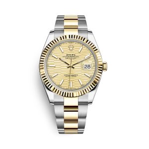 rolex datemercurial 126333 golden fluted motif dial stainless steel and yellow gold oyster bracelet watch