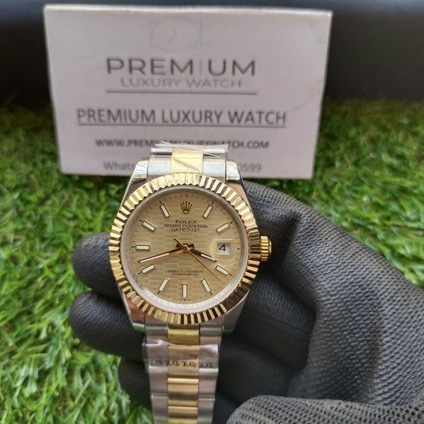 5 rolex datejust 126333 golden fluted motif dial stainless steel and yellow gold oyster bracelet watch