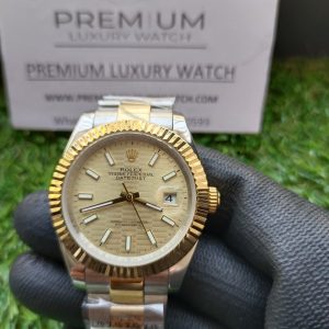 6 rolex datejust 126333 golden fluted motif dial stainless steel and yellow gold oyster bracelet watch