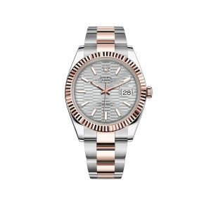 rolex datemit 41 steel rose gold 126331 slate fluted motif index oyster bracelet watch