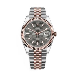 rolex dateeasy 41 steel rose gold 126331 slate fluted motif index jubilee bracelet watch