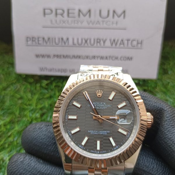 5 rolex datejust 41 steel rose gold 126331 slate fluted motif index jubilee bracelet watch