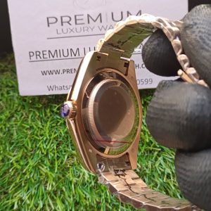 8 rolex daydate 41mm everose rose gold eisenkiesel roman diamond dial mens watch