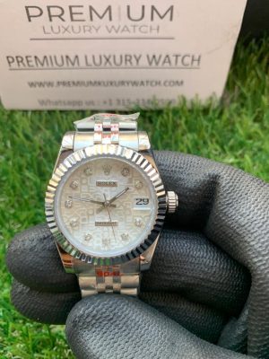 rolex lady dateheritage 31mm white diamond dial stainless steel jubilee bracelet wrist watch 178384