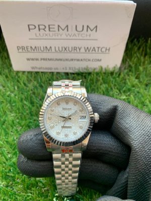 1 rolex lady dateheritage 31mm white diamond dial stainless steel jubilee bracelet wrist watch 178384