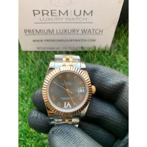 rolex lady datejust 31mm two tone goldgray roman dial oyster perpetual jubilee bracelet watch