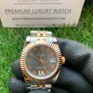 1 rolex lady datejust 31mm two tone goldgray roman dial oyster perpetual jubilee bracelet watch