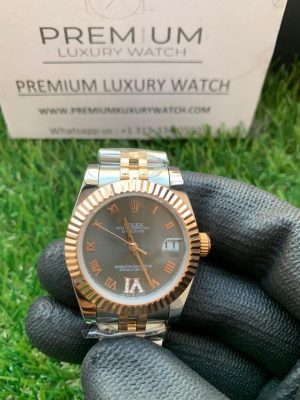 1-Rolex Lady Datejust 31Mm Two Tone Goldgray Roman Dial Oyster Perpetual Jubilee Bracelet Watch