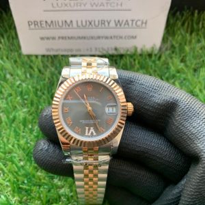 2 rolex lady datejust 31mm two tone goldgray roman dial oyster perpetual jubilee bracelet watch