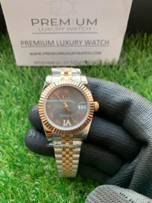 2-Rolex Lady Datejust 31Mm Two Tone Goldgray Roman Dial Oyster Perpetual Jubilee Bracelet Watch