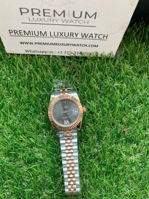 6 rolex lady datejust 31mm two tone goldgray roman dial oyster perpetual jubilee bracelet watch