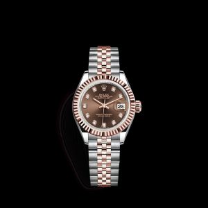 rolex lady datejust 31mm steel and everose gold chocolate dial diamond wrist watch