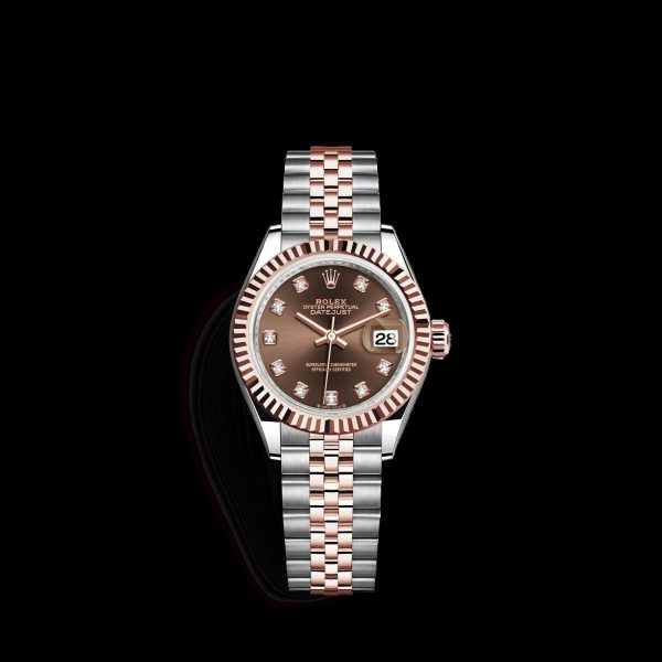 Rolex Lady Datejust 31Mm Steel And Everose Gold Chocolate Dial Diamond Wrist Watch