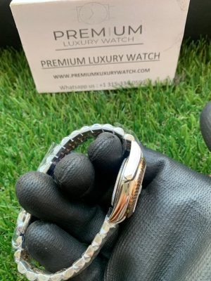 3-Rolex Lady Datejust 31Mm Steel And Everose Gold Chocolate Dial Diamond Wrist Watch