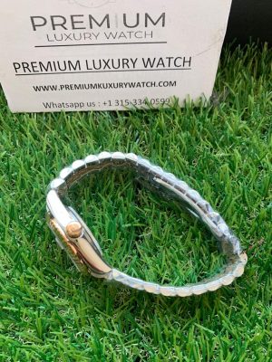 4-Rolex Lady Datejust 31Mm Steel And Everose Gold Chocolate Dial Diamond Wrist Watch